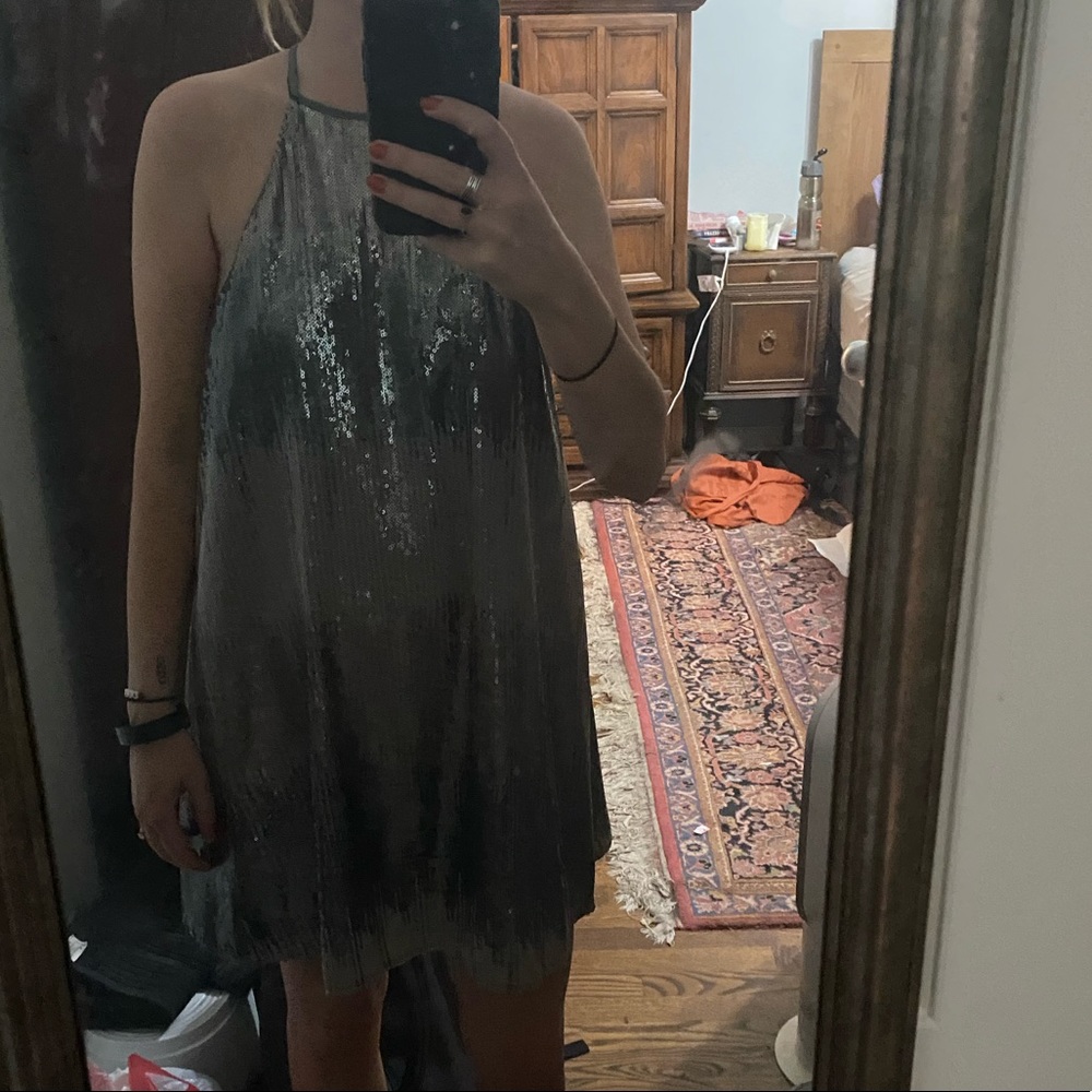Show me your Mumu grey sequin mini dress small